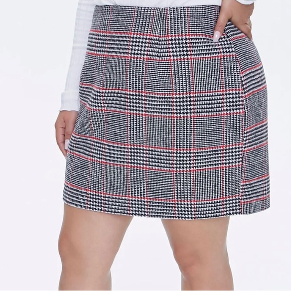 Forever 21+ Wool Blend Plaid Mini Skirt - Size 0X - Picture 1 of 15